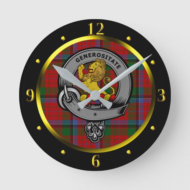 Horloge Ronde Clan Nicolson Badge et Tartan (Recto)