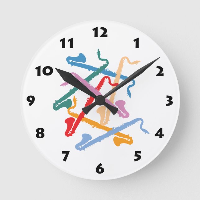 Horloge Ronde Clarinette basse colorée (Recto)