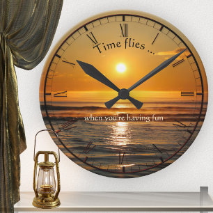 Horloge Ronde Classic Beach Sunset Wall Clock