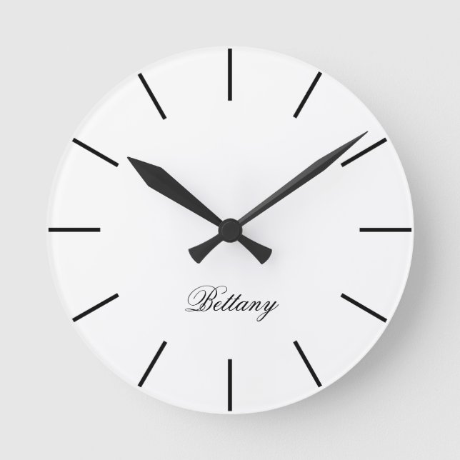 Horloge Ronde Classic blanc et nom élégant du script (Recto)