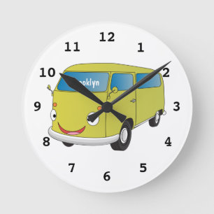 Horloge Ronde Classic lime green van cartoon