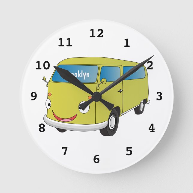 Horloge Ronde Classic lime green van cartoon (Recto)
