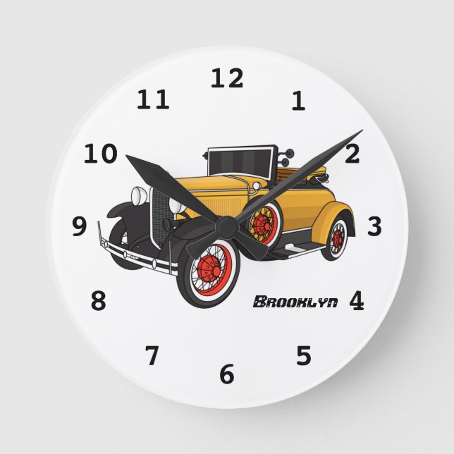 Horloge Ronde Classic yellow car 1931 (Recto)