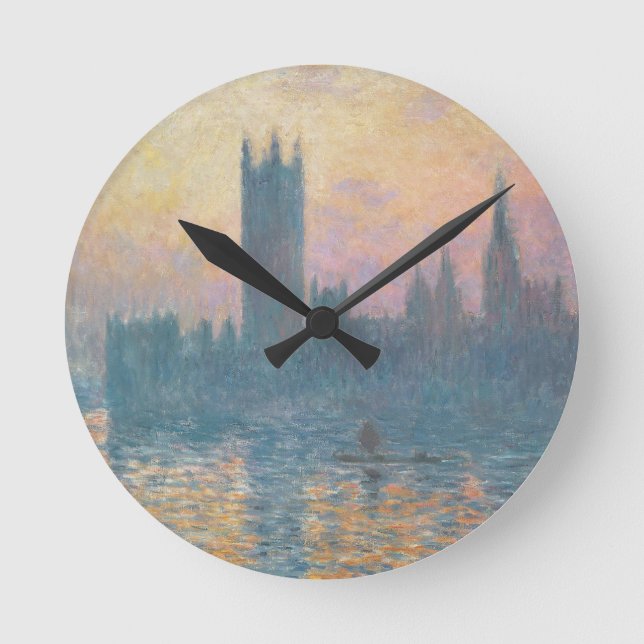 Horloge Ronde Claude Monet | Les Chambres du Parlement, coucher  (Recto)