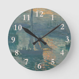 Horloge Ronde Claude Monet Lever de soleil Marine Voilier Impres
