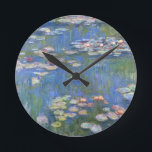 Horloge Ronde Claude Monet // Nappes d'eau<br><div class="desc">Water Lilies est une série d'environ 250 peintures à l'huile réalisées par l'impressionniste Claude Monet (1840-1926). Les peintures représentent le jardin fleuri de Monet à Giverny et ont été l'objet principal de la production artistique de Monet pendant les dernières trente années de sa vie.</div>