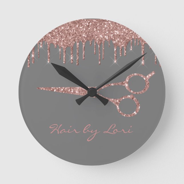 Horloge Ronde Clavier Rose Gold Drips Glitter Scissors (Recto)
