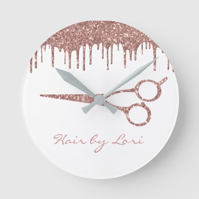 Horloge Ronde Clavier Rose Gold Drips Glitter Scissors (Recto)