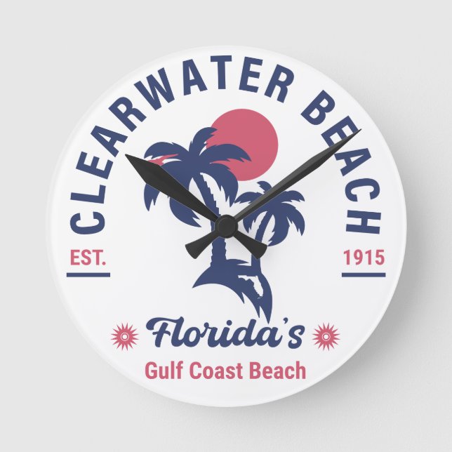 Horloge Ronde Clearwater Beach Floride Palm Tree Souvenirs (Recto)