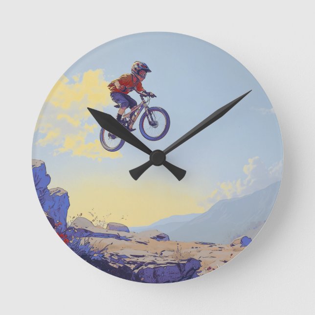 Horloge Ronde Cliff Jumping BMXer - Conception du pilote BMX (Recto)