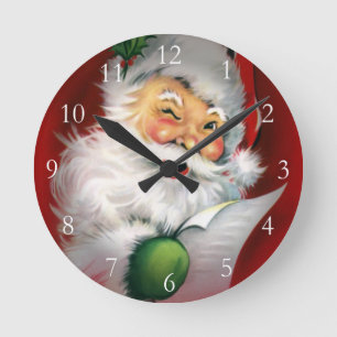 Horloge Ronde Cligner de l'oeil la liste de Noël de Père Noël