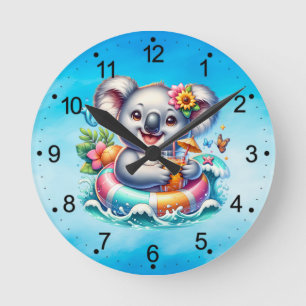 Horloge Ronde Clipart de sublimation de koala d'été-97702