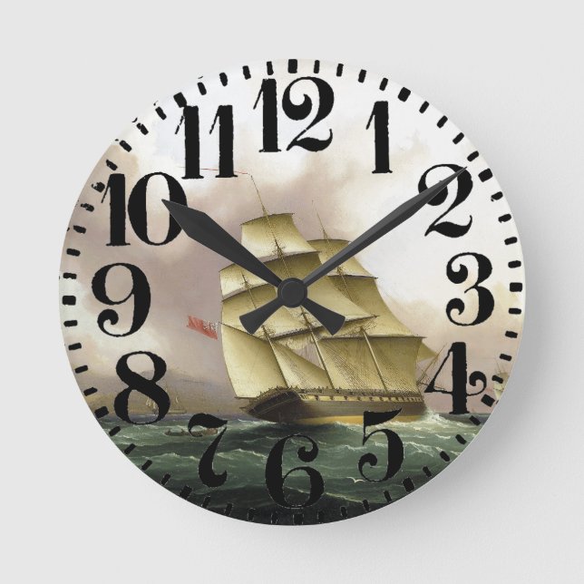 Horloge Ronde Clipper Ship Buttersworth Ocean Sea Wall Clock (Recto)