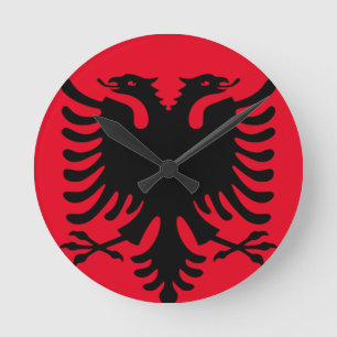Horloge Ronde Clock Albanian Double Headed Eagle red and black