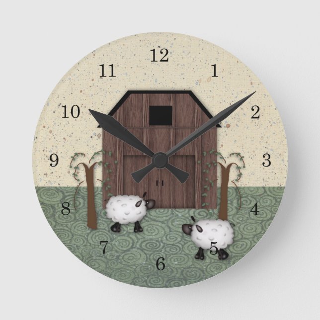 Horloge Ronde Clock Barn Sheep (Recto)