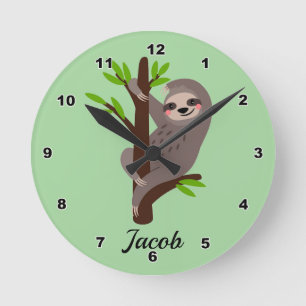 Horloge Ronde Clock Cute Sloth Kid's Wall Clock