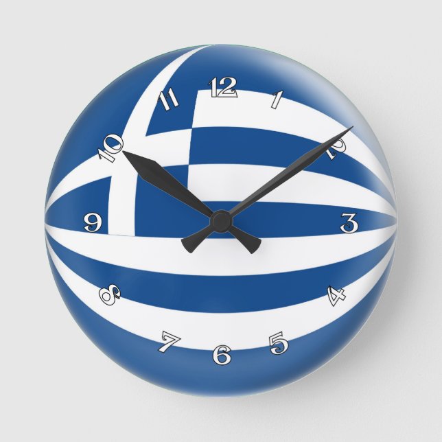Horloge Ronde Clock Greece Greek flag Bubble Design (Recto)