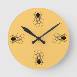 Horloge Ronde Clock - Honey Bee on comb