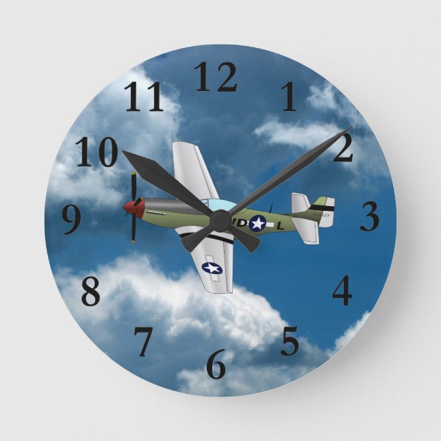 Horloge Ronde Clock Mustang Airplane (Recto)