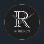 Horloge Ronde Clock personalisé avec Initiand Family<br><div class="desc">Stylish Personalised Wall Clock.</div>