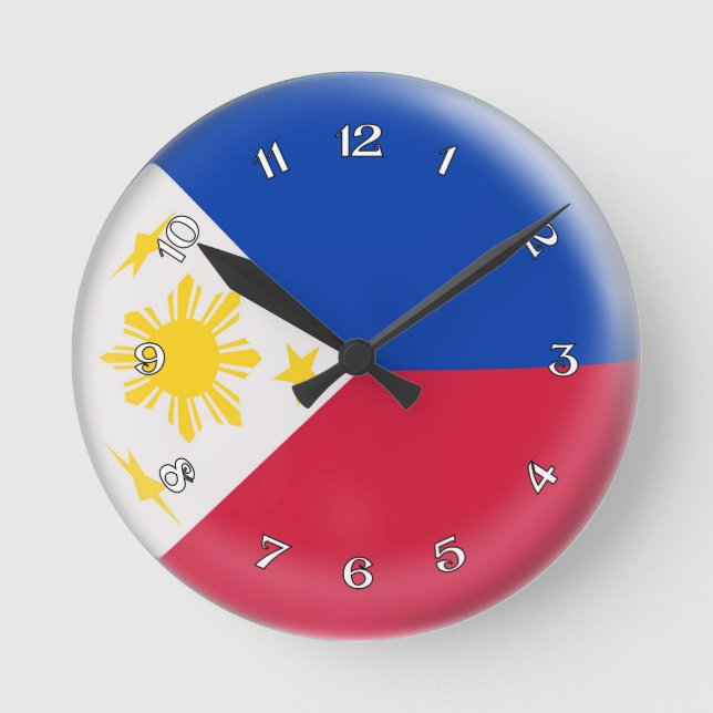 Horloge Ronde Clock Philippines Philippino flag Bubble Design (Recto)