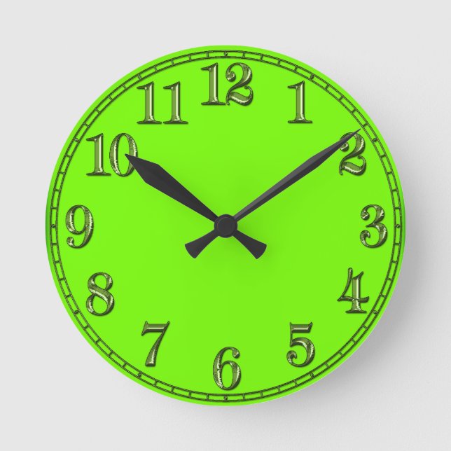 Horloge Ronde Clock Retro Fluoro Lime-Green (Recto)