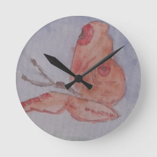 Horloge Ronde Clock rose Butterfly
