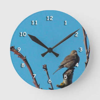 Horloge Ronde Clock - Sparrow on Branches