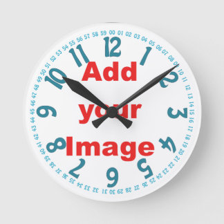 Horloge Ronde Clock template - Open face blue Add Image