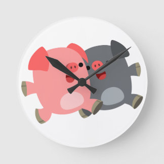 Horloge Ronde Clock Wall Black and White Cartoon