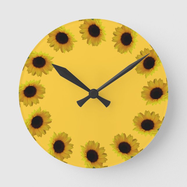 Horloge Ronde Clock Yellow Sunflower Wall Clocks (Recto)