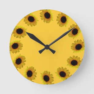 Horloge Ronde Clock Yellow Sunflower Wall Clocks