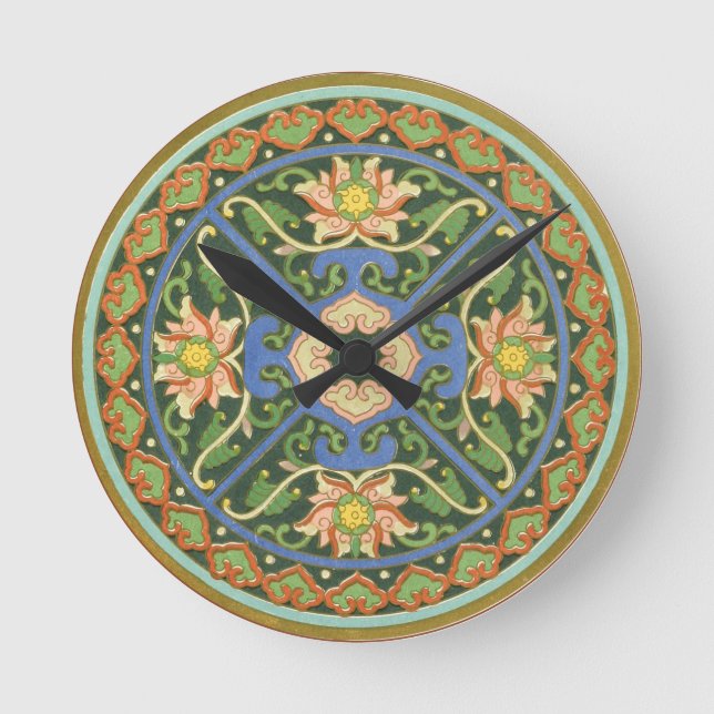 Horloge Ronde Cloisonne Chine Patter Asiatique Oriental (Recto)