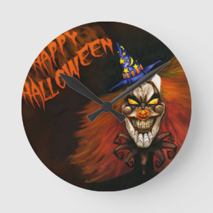 Horloge Ronde Clown effrayant heureux de Halloween