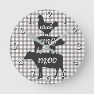 Horloge Ronde Cluck Oink Moo Chicken Cow Cow Farmhouse Cuisine