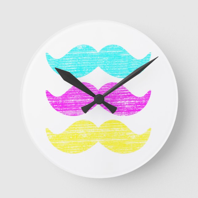 Horloge Ronde CMY Mustaches (letterpress style) (Recto)