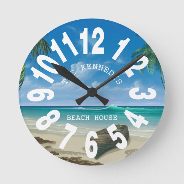 Horloge Ronde Coastal Beach House Family (Recto)