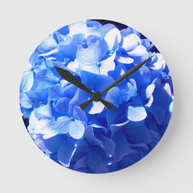 Horloge Ronde Cobalt Blue Hydrangea (Recto)