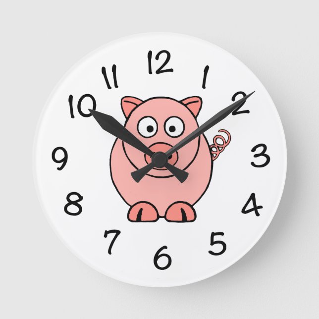Horloge Ronde Cochon rose (Recto)
