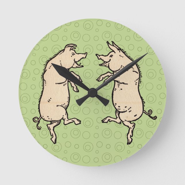 Horloge Ronde Cochons dansants antiques : petite danse folkloriq (Recto)
