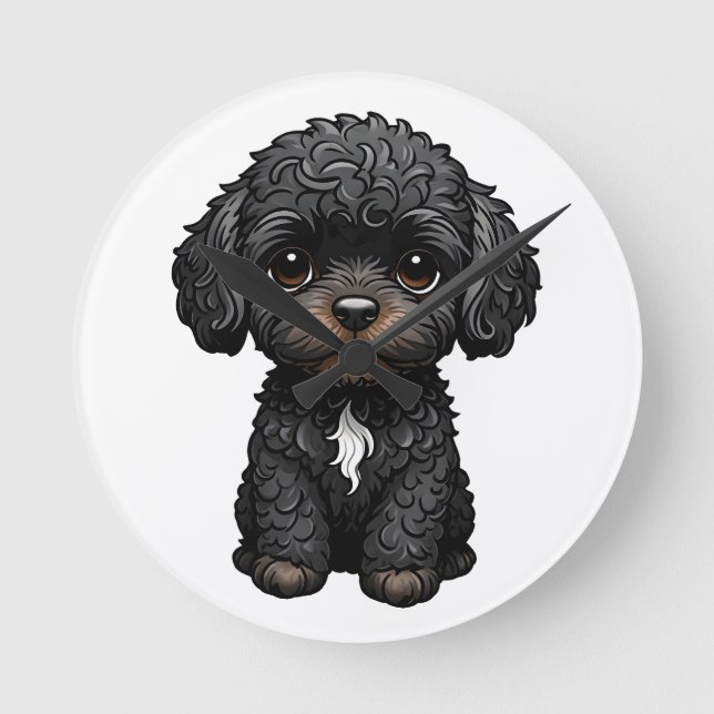 Horloge Ronde Cockapoo noir (Recto)