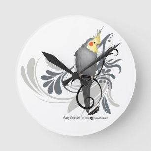Horloge Ronde Cockatiel gris
