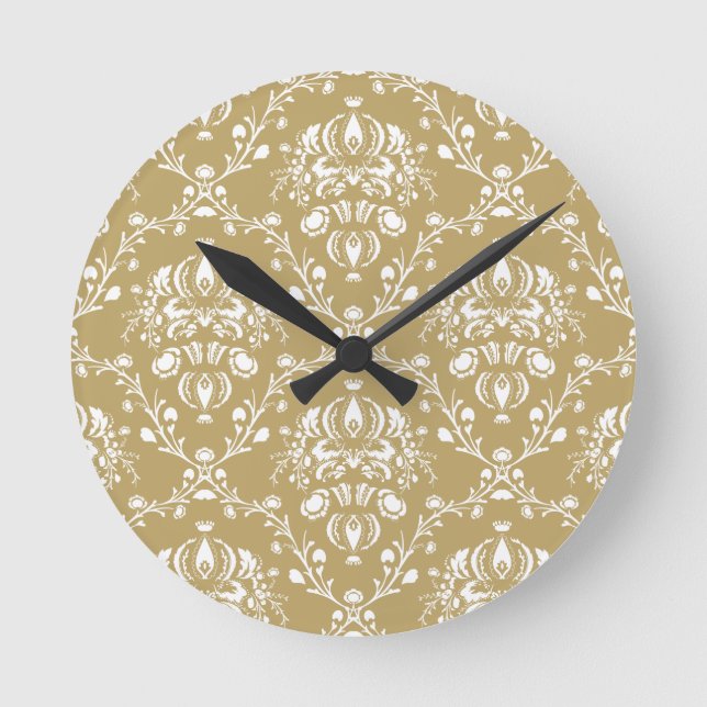 Horloge Ronde Cocoa and Cream Damask (Recto)