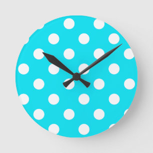Horloge Ronde Code hexadécimal cyan pois 00E3F4