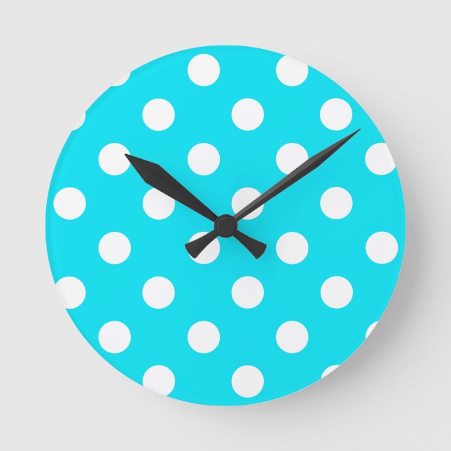 Horloge Ronde Code hexadécimal cyan pois 00E3F4 (Recto)