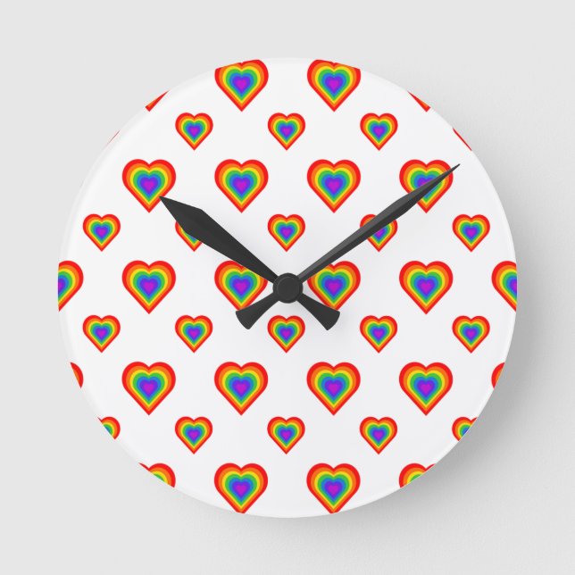 Horloge Ronde Coeur arc-en-ciel (Recto)