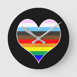 Horloge Ronde Coeur arc-en-ciel