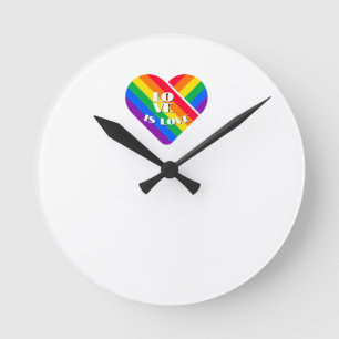 Horloge Ronde Cœur arc-en-ciel de fierté