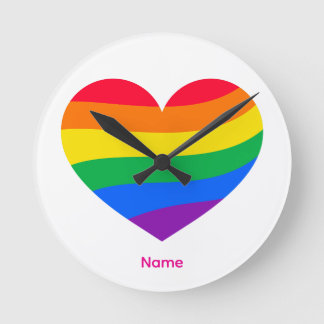 Horloge Ronde Cœur Arc-en-Ciel Rétro - Art Abstrait Coloré Migno