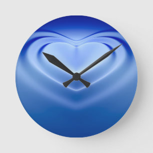 Horloge Ronde Coeur bleu